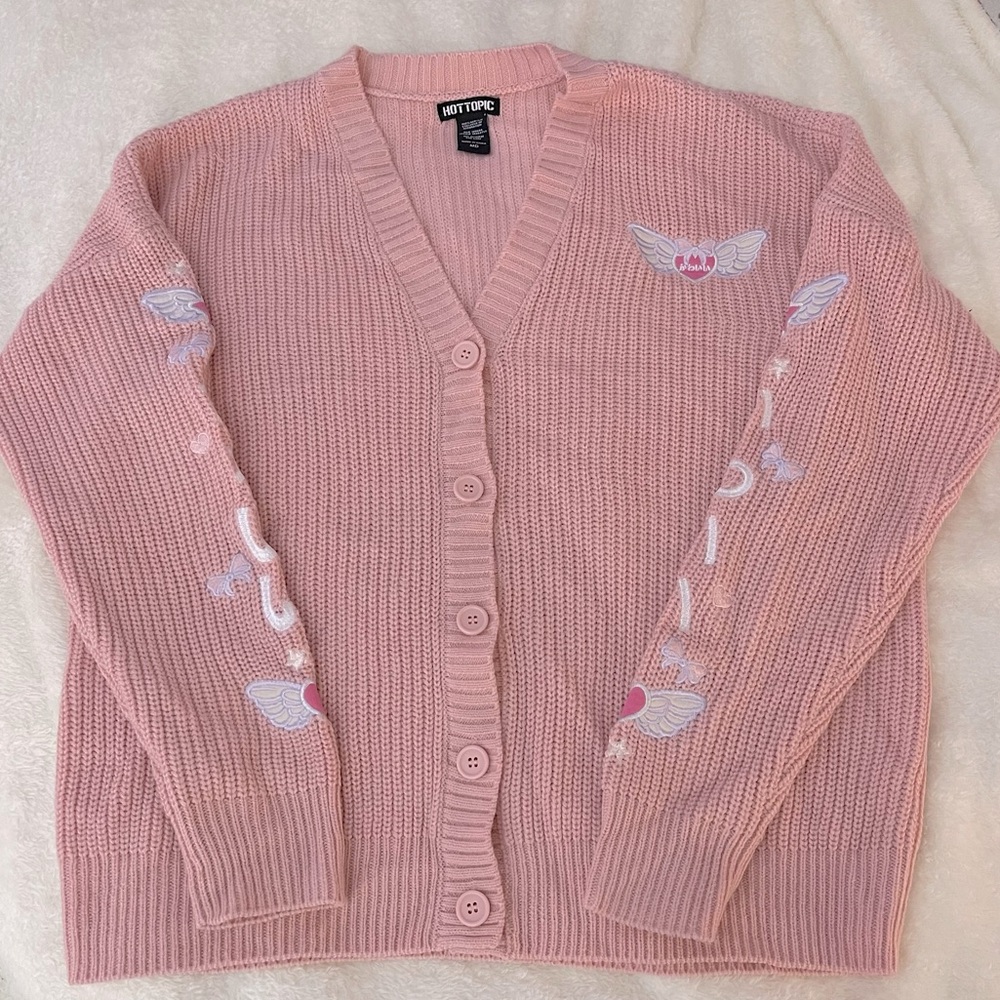 Hot Topic Pink Sweater Cardigan